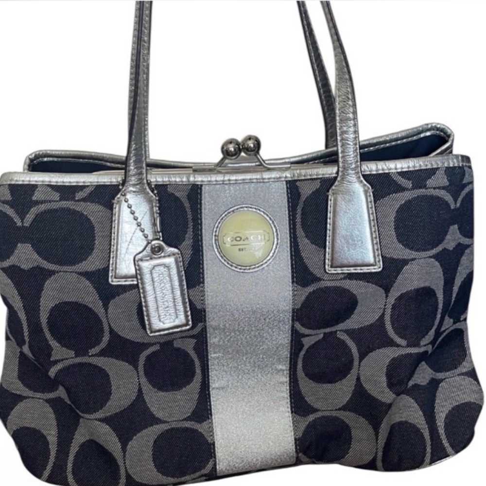 Coach Signature Tote in Denim and Silver - Picture 8 of 8